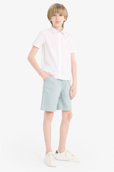 Short gabardine taille élastique pour garçon