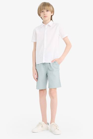 Short gabardine taille élastique pour garçon