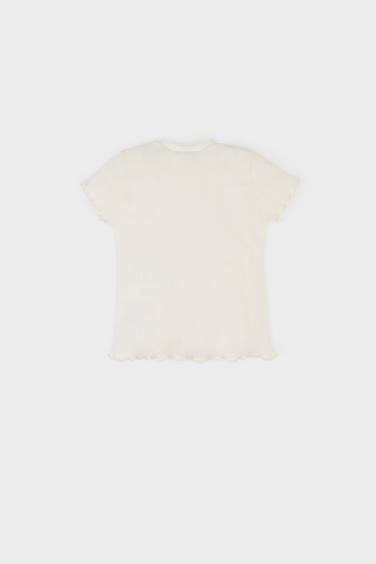 تيشيرت بيبي بناتي نص كم مضلع بشبرة قصة عادية