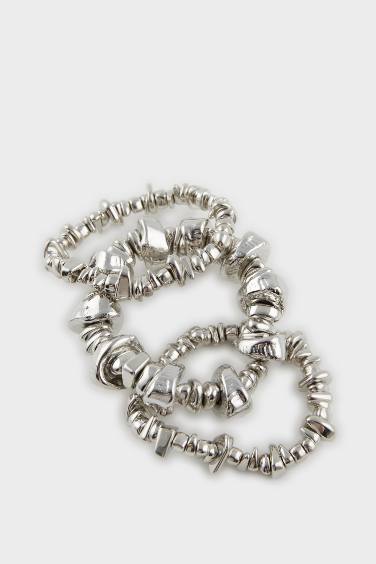 سوار نسائي فضي - 3 قطع