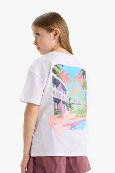 Girl Oversize Fit Crew Neck Printed T-Shirt