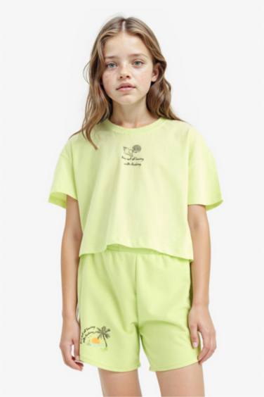 T-shirt à col rond avec imprimé au dos pour fille
