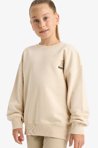 سويت شيرت بناتي مطبوع اوفر سايز