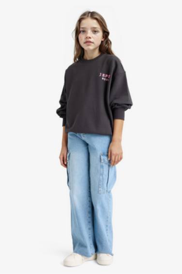 Girl Oversize Fit Crew Neck Sweatshirt