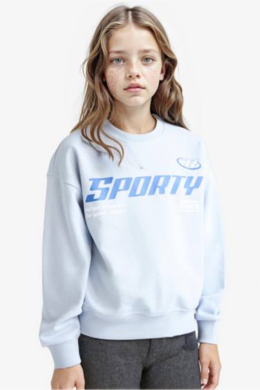 سويت شيرت بناتي قصة مريحة مطبوع