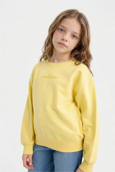 Girl Relax Fit Crew Neck Printed Sweatshirt