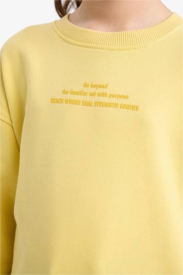 Girl Relax Fit Crew Neck Printed Sweatshirt