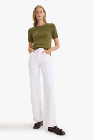 Regular Fit Crew Neck Short Sleeve Knit Pullover