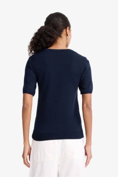 Regular Fit Bisiklet Yaka Kısa Kollu Triko Kazak