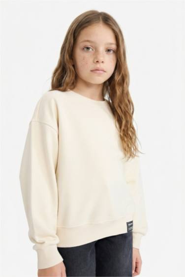 Girl Relax Fit Crew Neck Printed Sweatshirt