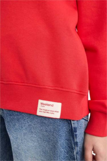 Relax Fit Bisiklet Yaka Baskılı Sweatshirt Kız Çocuk