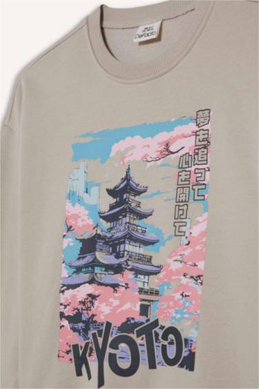 سويت شيرت بناتي مطبوع قصة مريحة