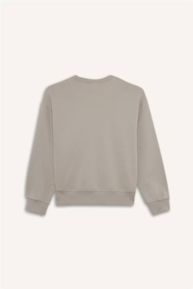 سويت شيرت بناتي مطبوع قصة مريحة