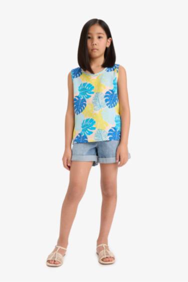 Қыздарға жеңсіз вискоза Қысқа жеңді Блуза