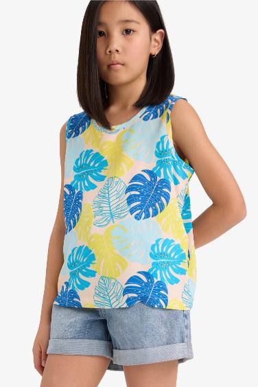 Қыздарға жеңсіз вискоза Қысқа жеңді Блуза