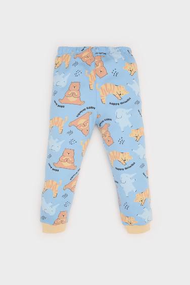 Baby Boy Animal Patterned Long Sleeve 2 Piece Pajama Set
