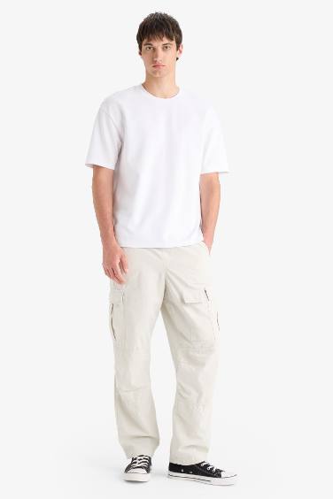 Pantalon Cargo en coton large à poches Coupe ample