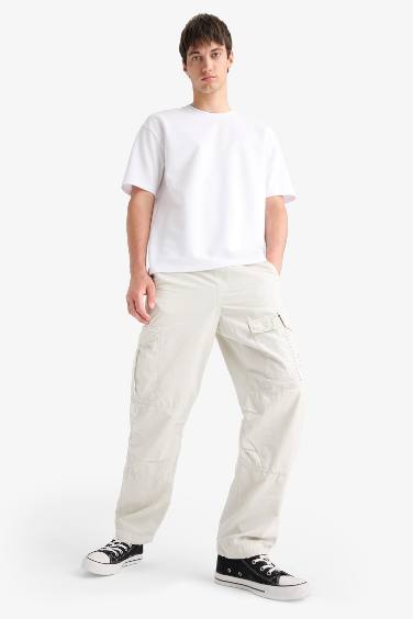 Pantalon Cargo en coton large à poches Coupe ample