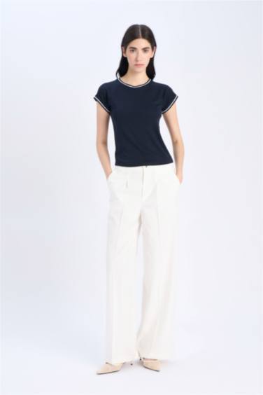 Slim Fit Crew Neck Ribbed Short Sleeve T-Shirt