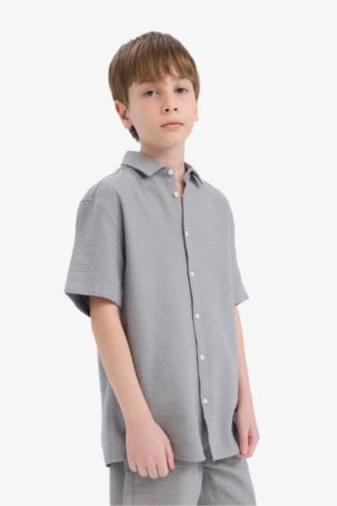 Boy Regular Fit Polo Neck Textured Short Sleeve Shirt