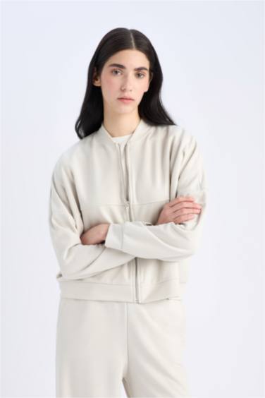 Cardigan bomber zippé à coupe décontractée