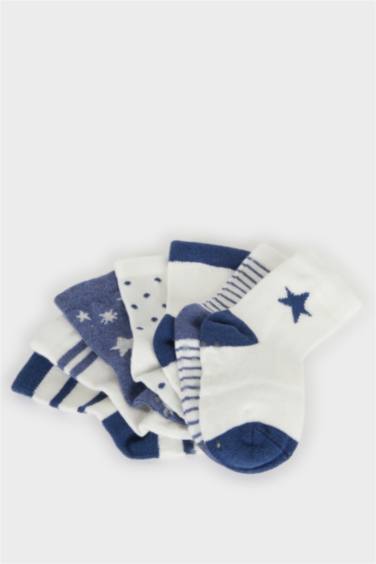 Erkek Bebek Kaydırmaz Taban 7'li Pamuklu Uzun Çorap