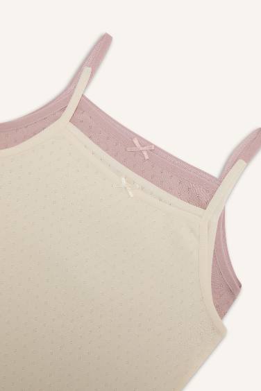 أندر شيرت بناتي قصة عادية منقوش- قطعتين