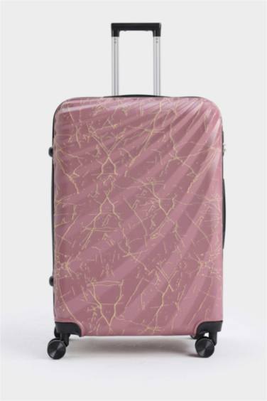 Unisex Sert Kapaklı Çekçekli Büyük Boy Valiz