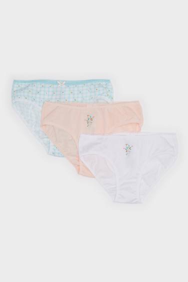 Kız Çocuk Çiçekli 3'lü Slip Külot