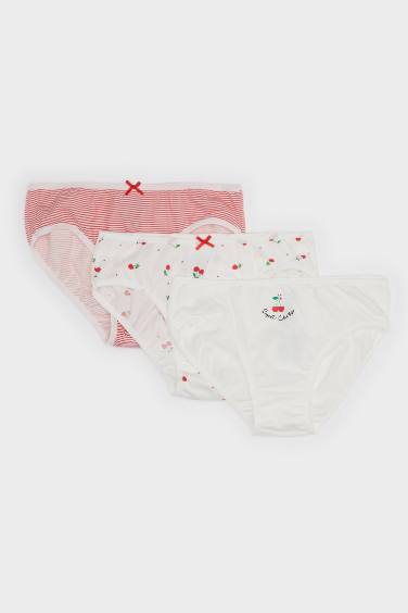 Kız Çocuk Desenli 3'lü Slip Külot