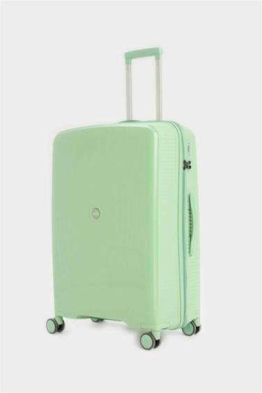 Unisex Sert Kapaklı Çekçekli Büyük Boy Valiz