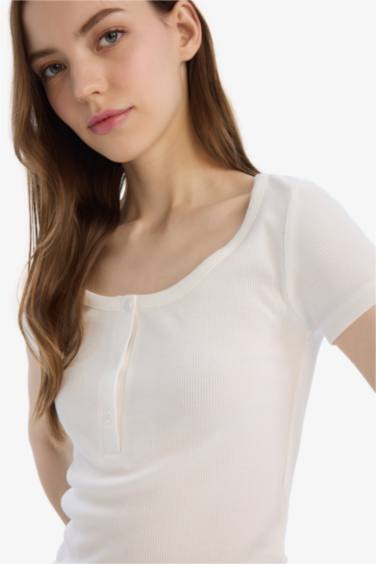 Slim Fit Round Neck Ribbed Camisole T-Shirt