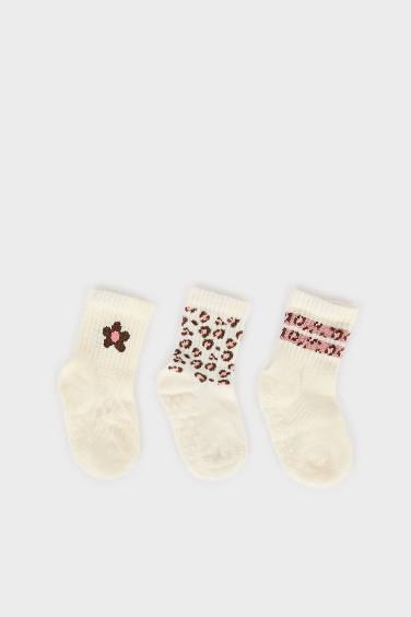 Baby Girl Non-Slip Base 3 Piece Cotton Long Socks