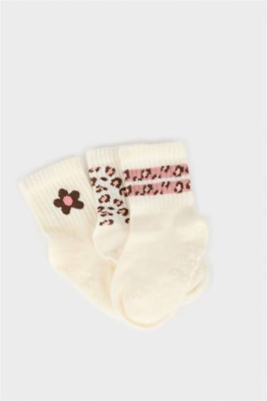 Baby Girl Non-Slip Base 3 Piece Cotton Long Socks