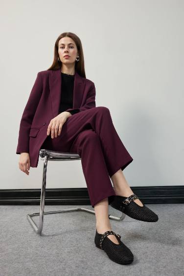 DCEY x DeFacto Kadın Çift Bantlı Düz Taban Hasır Babet