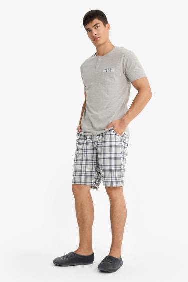 Regular Fit Plaid Short Sleeve 2 Piece Set