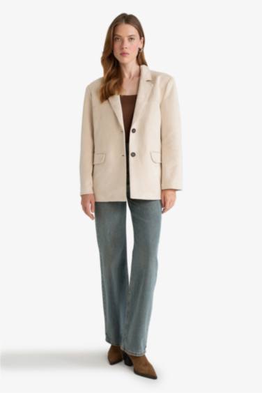 Regular Fit Jacket Collar Suede Blazer