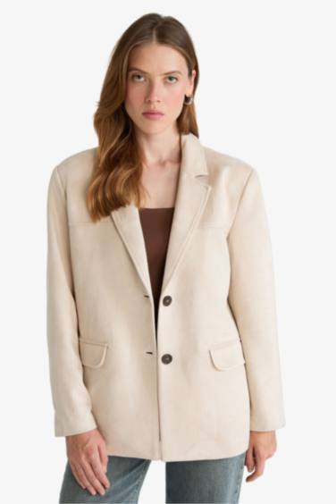 Regular Fit Jacket Collar Suede Blazer