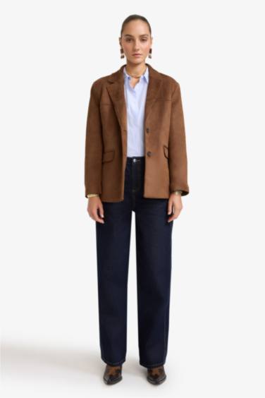 Regular Fit Jacket Collar Suede Blazer