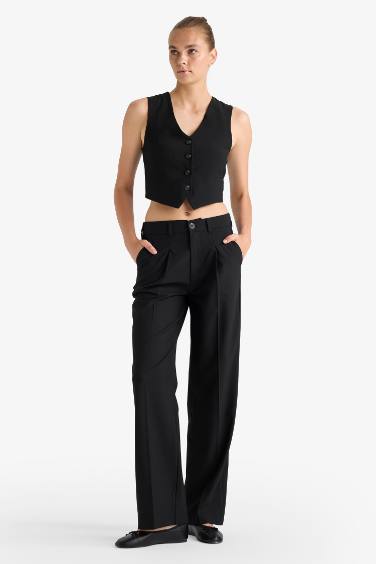 Pantalon classique noir taille haute Coupe large
