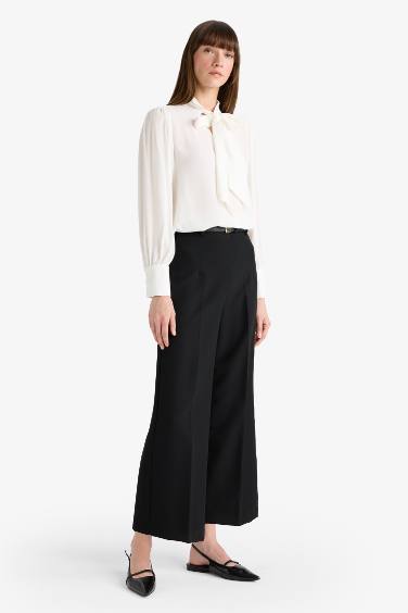 بنطرون كولوت فيت بخصر عالي برجل عادي