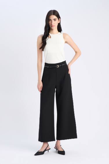 Culotte High Waist Straight Leg Trousers