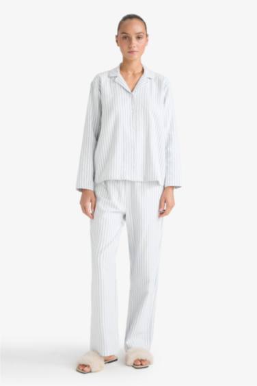 Pijama Takımı Regular Fit Çizgili Uzun Kollu Üst Uzun Alt-Fall in Love