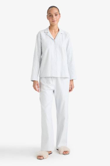 Pijama Takımı Regular Fit Çizgili Uzun Kollu Üst Uzun Alt-Fall in Love