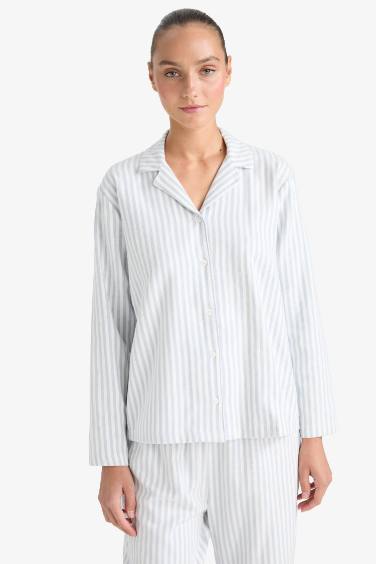 Pijama Takımı Regular Fit Çizgili Uzun Kollu Üst Uzun Alt-Fall in Love