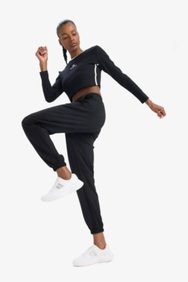 Slim Fit Dar Kesim Bisiklet Yaka Baskılı Sporcu Uzun Kollu Tişört