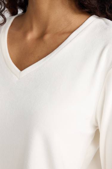 طقم بيجاما كاروهات محبوك قصة عادية كم طويل - قطعتين