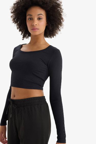 DeFactoFit Crew Neck Sports Crop T-Shirt