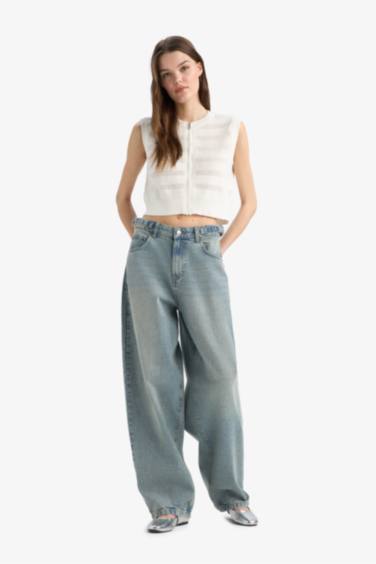 Regular Fit Bisiklet Yaka Fermuarlı Triko Yelek