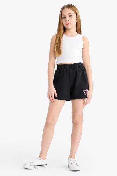 Girl Elastic Waist Printed Shorts